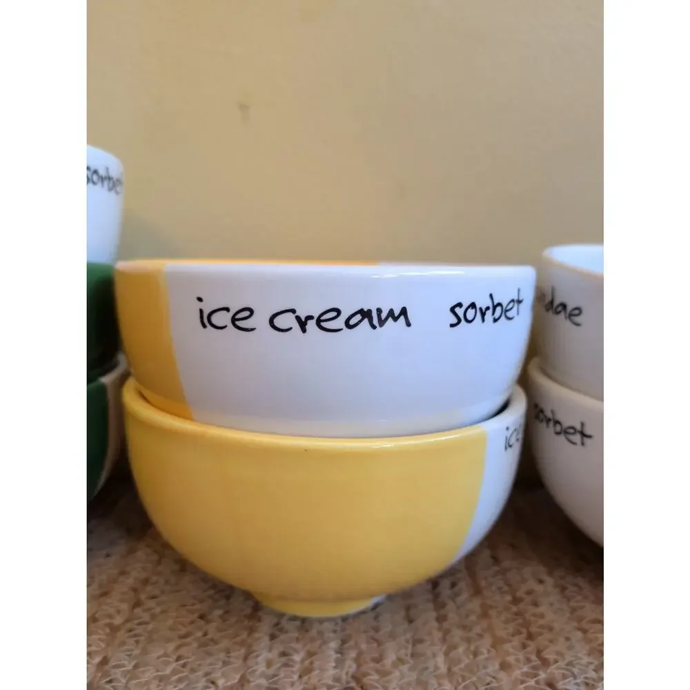 Vtg Pier 1 One Italie Sorbet Dessert Sundae Ice Cream Bowl Made Italy Set Of 7